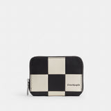 Coach Zip Around Wallet In Checkerboard Upcrafted Leather Black Chalk