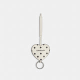 Coach Heart Bag Charm With Key Ring In Upcrafted Leather Cream Black Dot