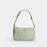 Coach Nolita 19 With Floral Print And Bow Gold Pale Green
