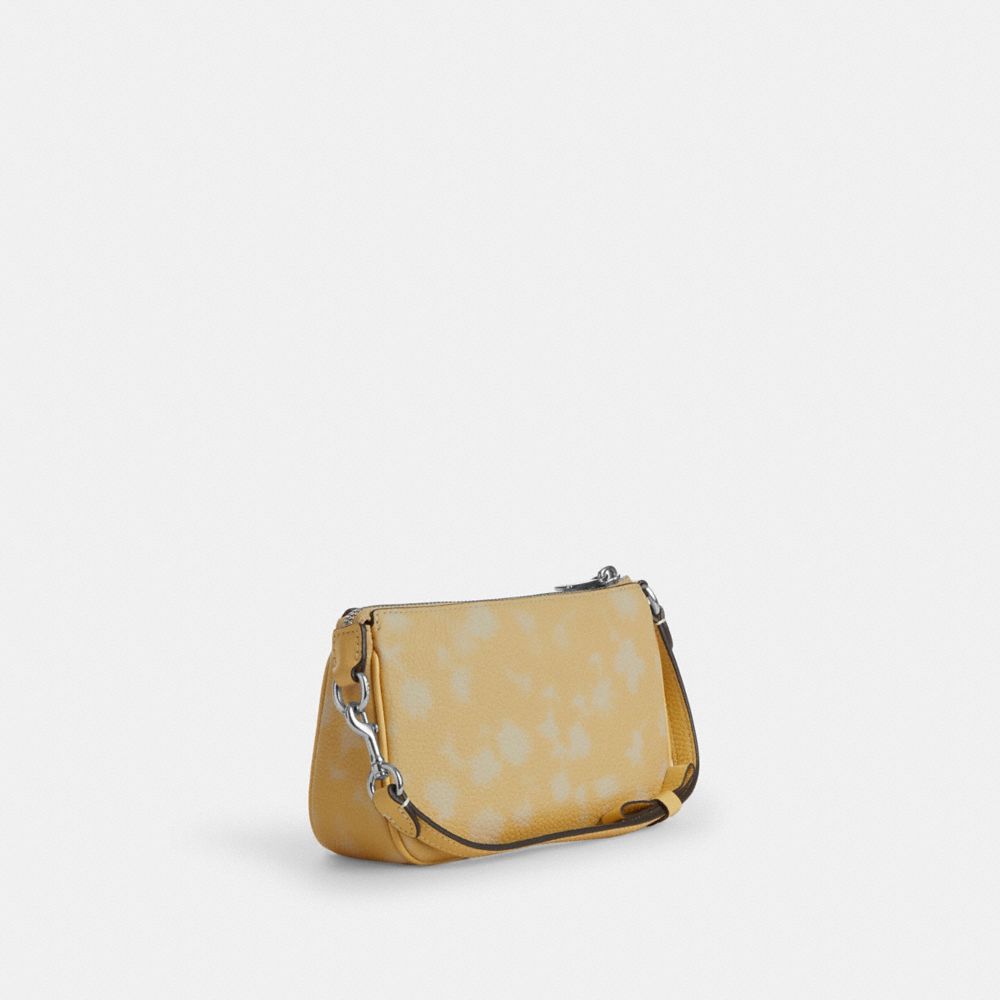 Coach Nolita 19 With Floral Print And Bow Silver Washed Yellow