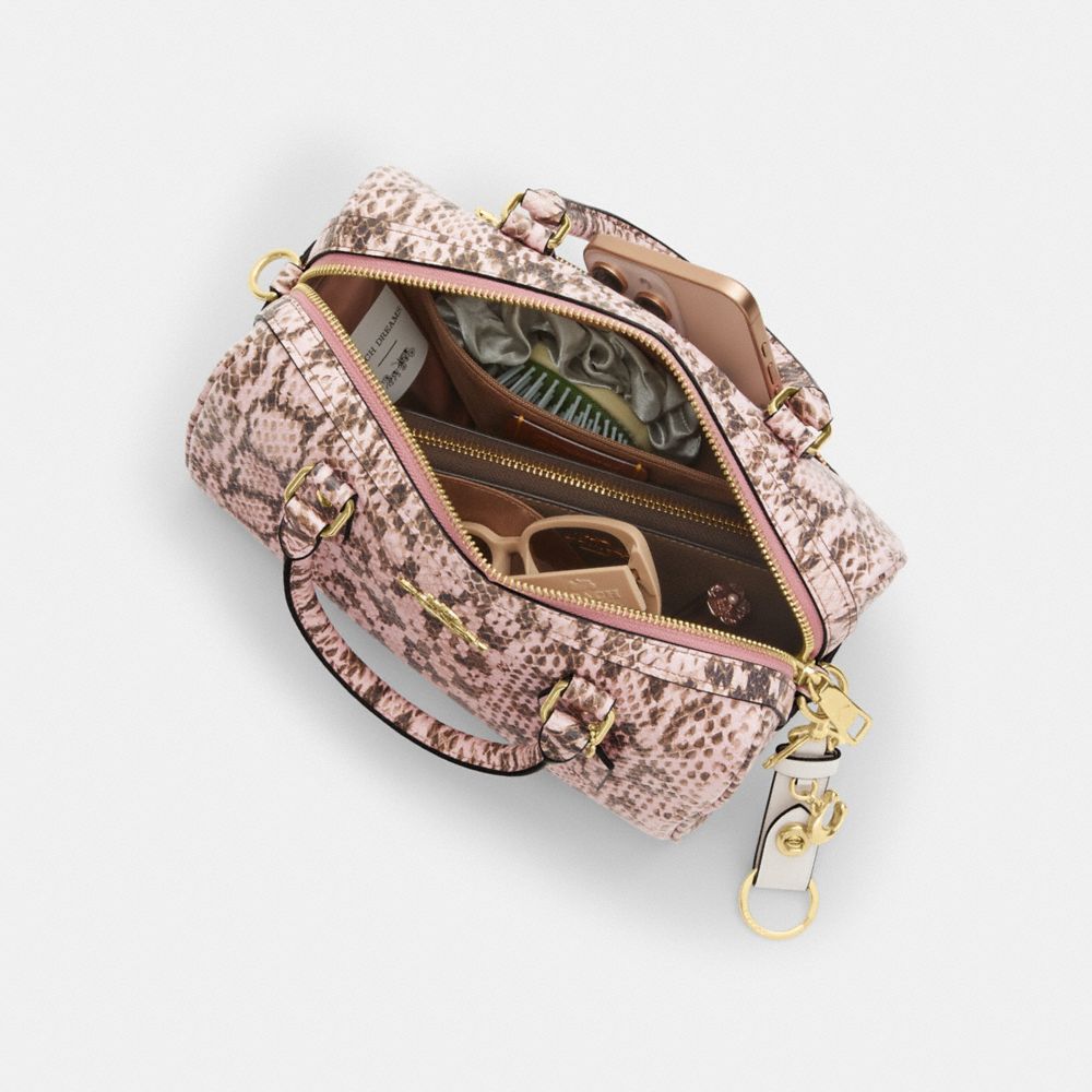 Coach Rowan Satchel Bag Gold Pink