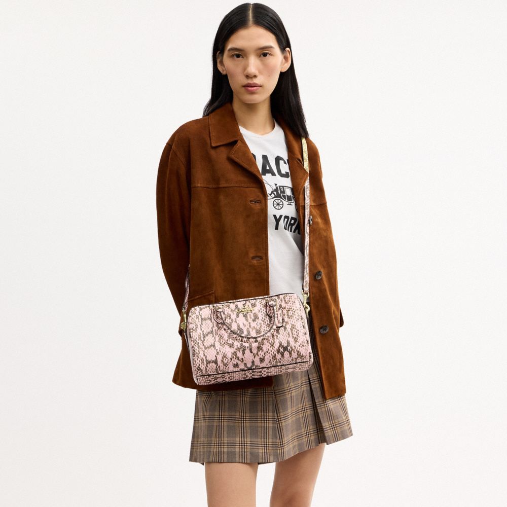 Coach Rowan Satchel Bag Gold Pink