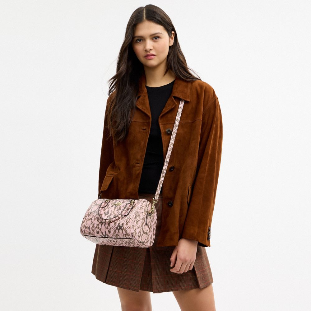 Coach Rowan Satchel Bag Gold Pink