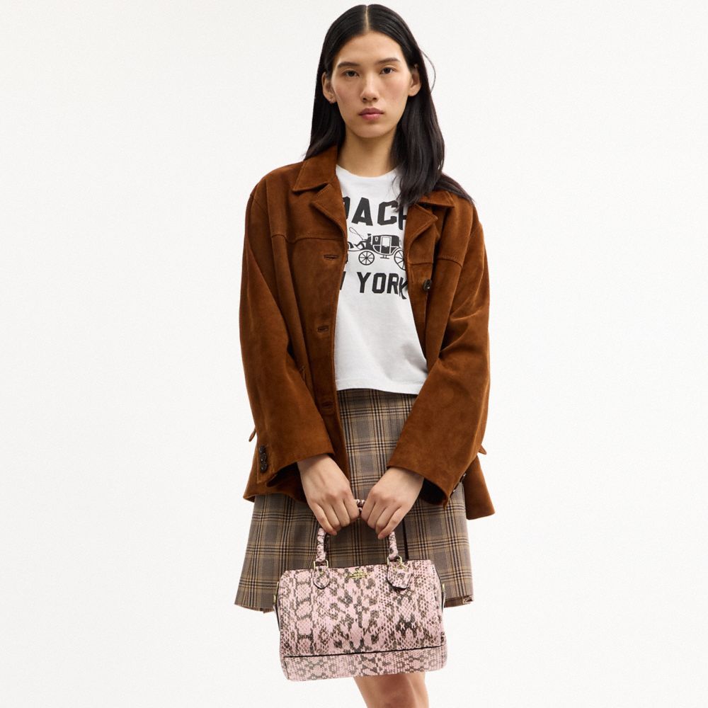 Coach Rowan Satchel Bag Gold Pink