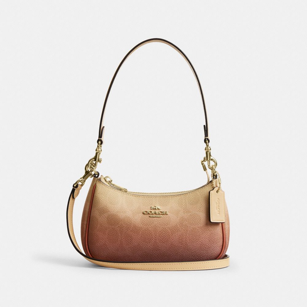 Coach Teri Mini Crossbody Bag In Ombre Signature Canvas Gold Sunset