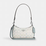 Coach Teri Mini Crossbody Bag In Signature Canvas Silver Chalk Blue