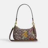 Coach Teri Mini Crossbody Bag In Signature Jacquard With Floral Embroidery Gold Oak Multi