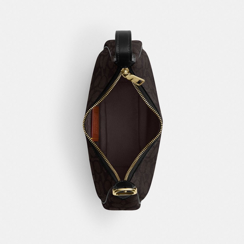 Coach Emily Shoulder Bag In Signature Canvas Gold Walnut Black