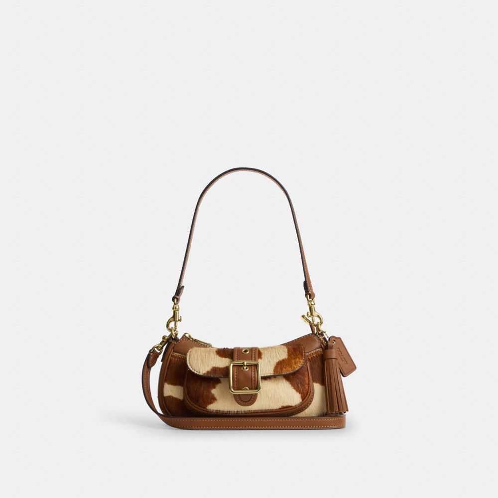 Coach Ashton Mini Shoulder Bag In Haircalf With Cow Print Gold Cow Multi