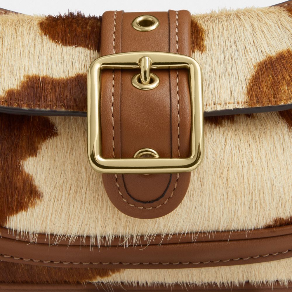 Coach Ashton Mini Shoulder Bag In Haircalf With Cow Print Gold Cow Multi