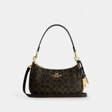 Coach Teri Shoulder Bag In Loved Signature Canvas With Charms Gold Brown
