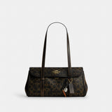 Coach Bridget Flap Shoulder Bag In Loved Signature Canvas With Charms Gold Brown