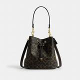 Coach Rowan Bucket Bag In Loved Signature Canvas With Charms Gold Brown