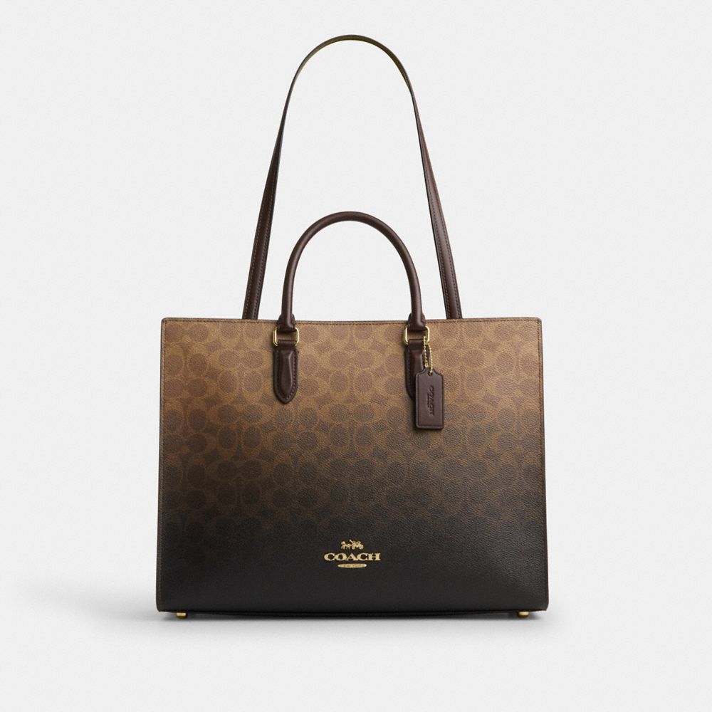 Coach Maggie Tote Bag In Ombre Signature Canvas Gold Brown