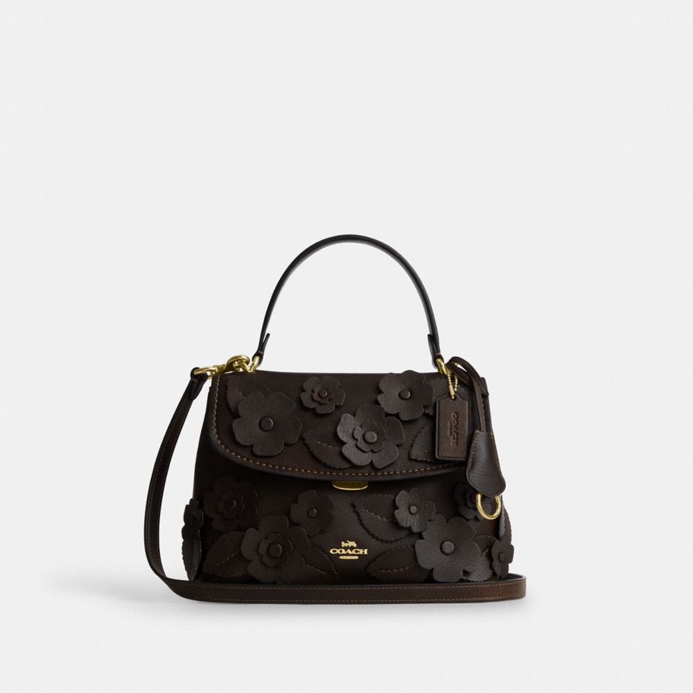 Coach Emory Top Handle Bag With Floral Applique Gold Maple