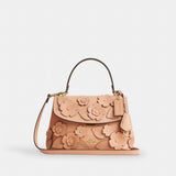 Coach Emory Top Handle Bag With Floral Applique Gold Light Pink