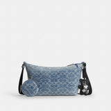 Coach Small Finn Crossbody With Pouch In Loved Signature Denim Silver Light Indigo