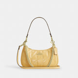 Coach Teri Shoulder Bag With Quilting Gold Soft Yellow