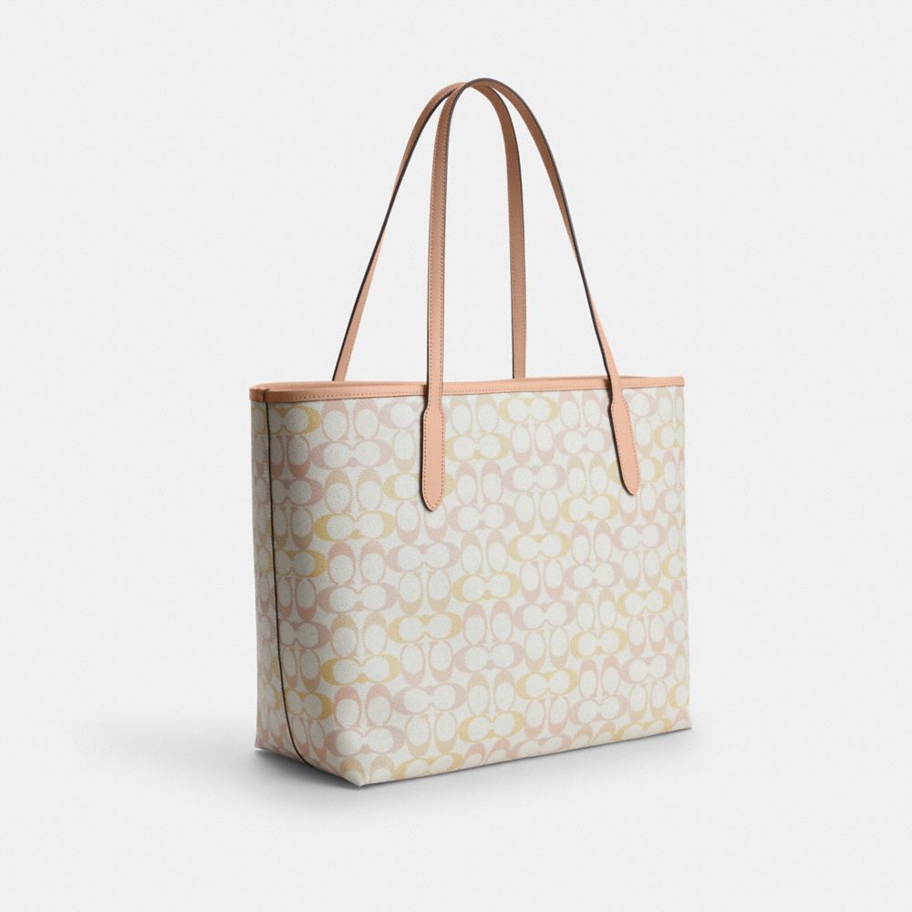 Coach City Tote Bag In Signature Canvas Im Chalk Pink