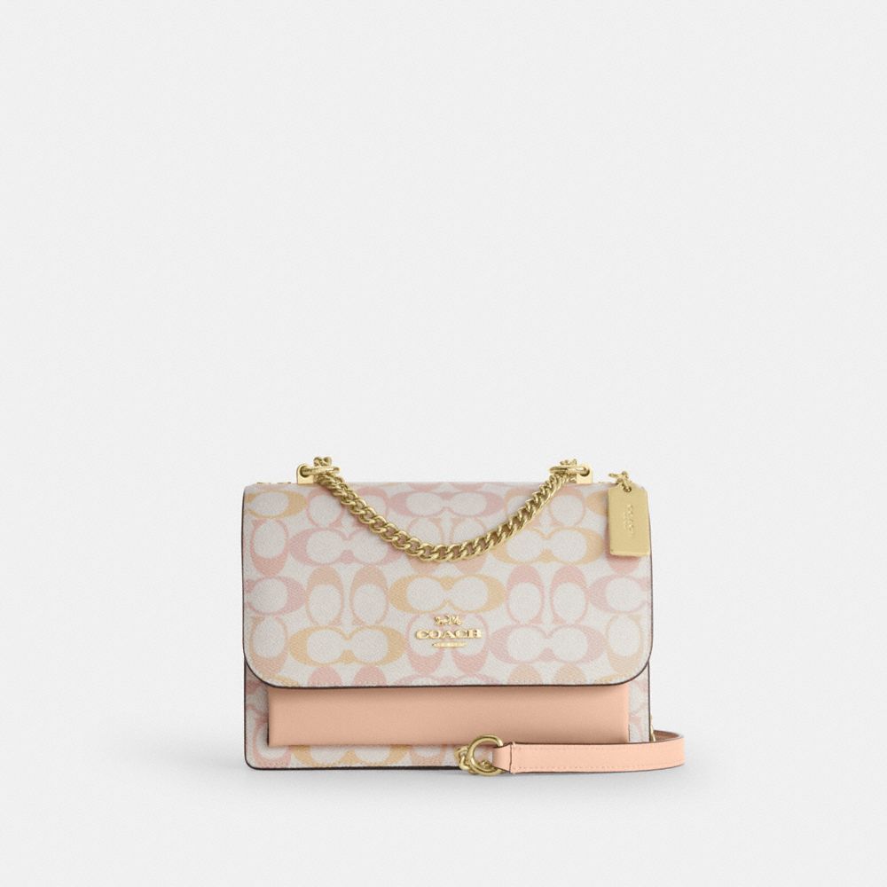 Coach Klare Crossbody Bag In Signature Canvas Gold Chalk Pink