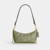 Coach Caitlin Shoulder Bag With Quilting Gold Pistachio