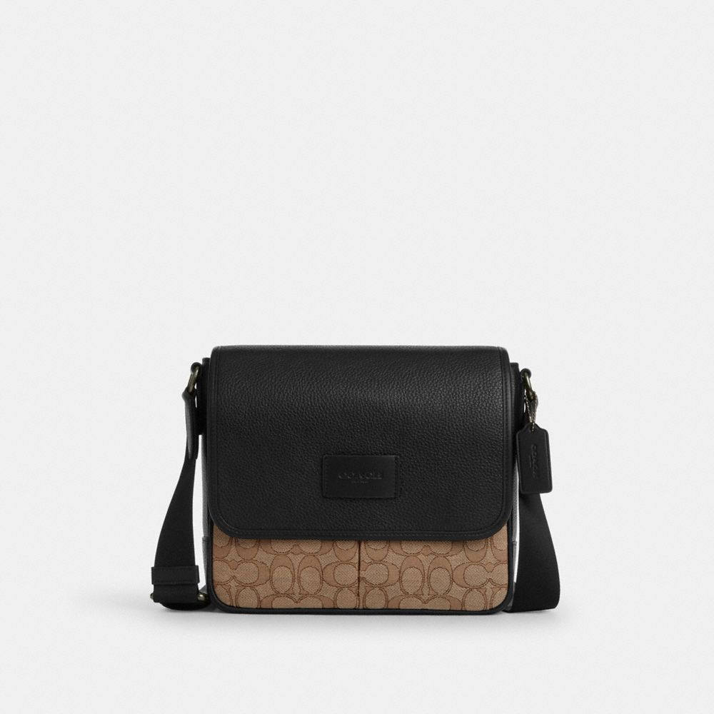 Coach Sprint Map Bag 25 In Signature Jacquard Gunmetal Tan Black