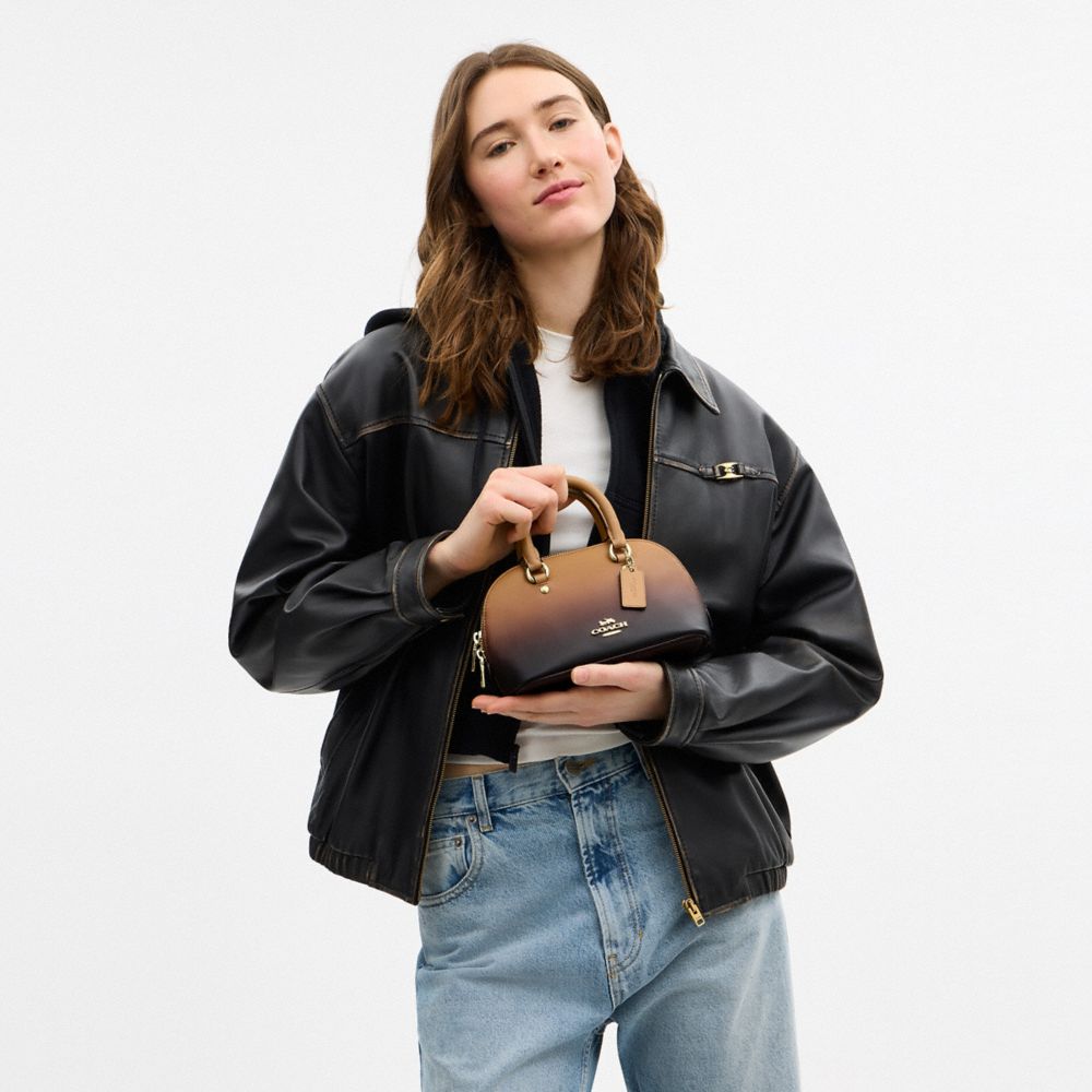 Coach Lara Mini Satchel Bag With Ombre Gold Latte