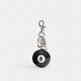 Coach Eight Ball Bag Charm Silver Black