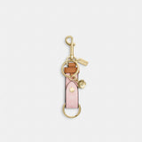Coach Trigger Snap Bag Charm In Signature Canvas With Heart Charm Gold Powder Pink