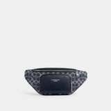 Coach Racer Small Belt Bag In Signature Canvas Silver Denim Chalk