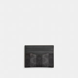 Coach Slim Id Card Case In Signature Canvas With Stripes Black Grey