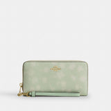 Coach Long Zip Around Wallet With Floral Print Gold Pale Green