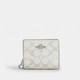 Coach Snap Wallet In Signature Canvas Silver Chalk Blue
