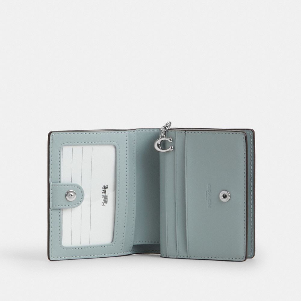 Coach Snap Wallet In Signature Canvas Silver Chalk Blue