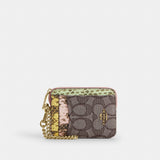 Coach Zip Card Case In Signature Jacquard Gold Oak Multi