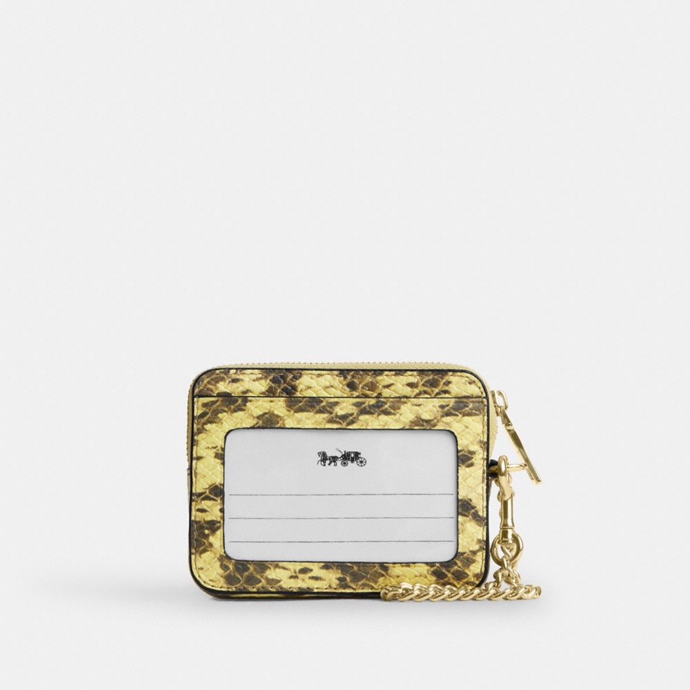 Coach Zip Card Case Gold Yellow
