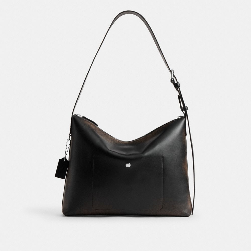 Coach Mott Messenger Bag 38 In Loved Leather Black Light Tan