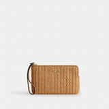 Coach Large Corner Zip Wristlet Gold Toast