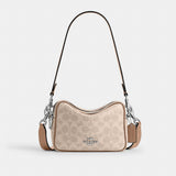 Coach Mini Carey Crossbody Bag In Signature Canvas Silver Sand Taupe