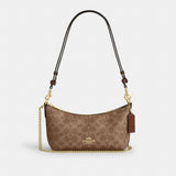 Coach Caitlin Shoulder Bag In Signature Canvas Gold Tan Brown