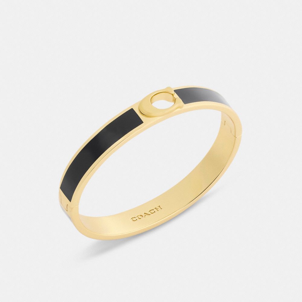 Coach C Hinged Bangle Gold Black