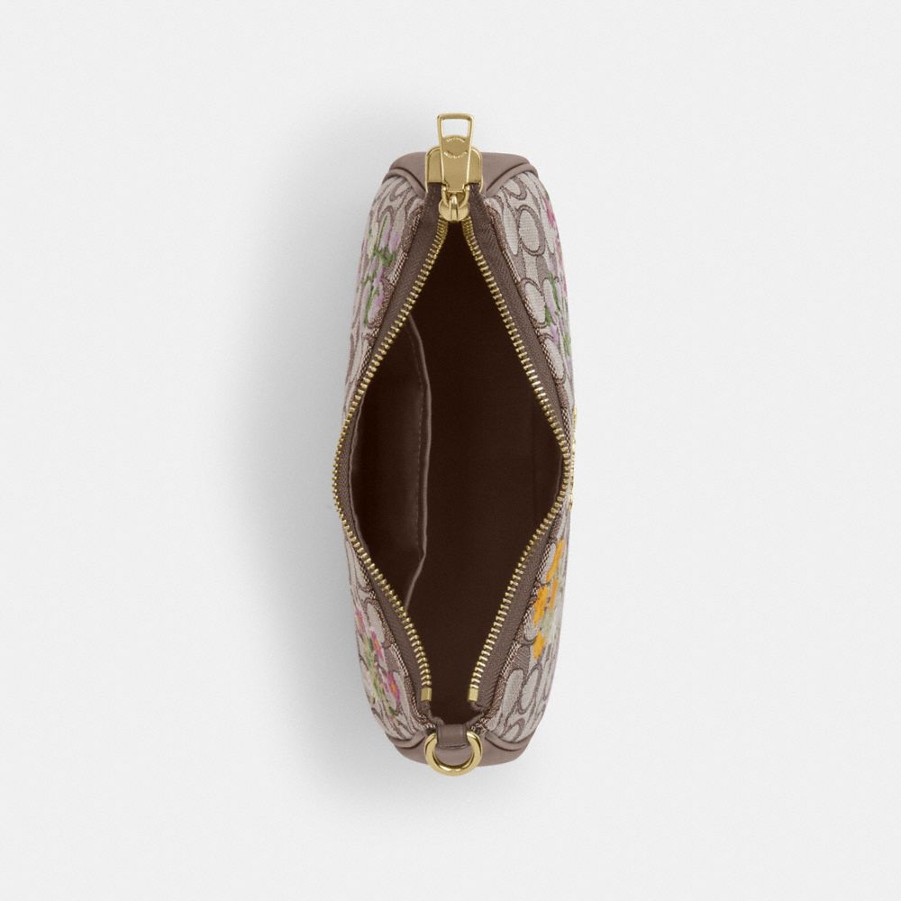 Coach Teri Shoulder Bag In Signature Jacquard With Floral Embroidery Gold Oak Multi
