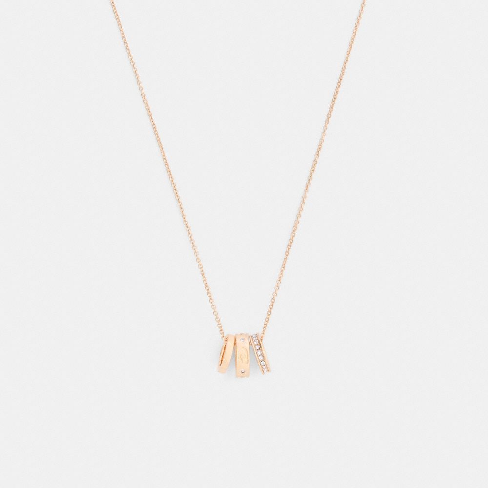 Coach Repeated C Rondelle Necklace Rose Gold