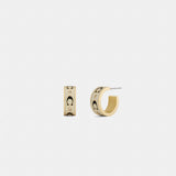Coach Repeated C Huggie Earrings Gold Chalk