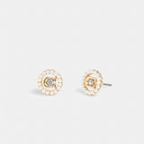 Coach Sculpted C Pearl Stud Earrings Gold