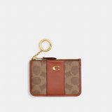 Coach Essential Mini Id Card Case In Signature Canvas Brass Tan Caramel