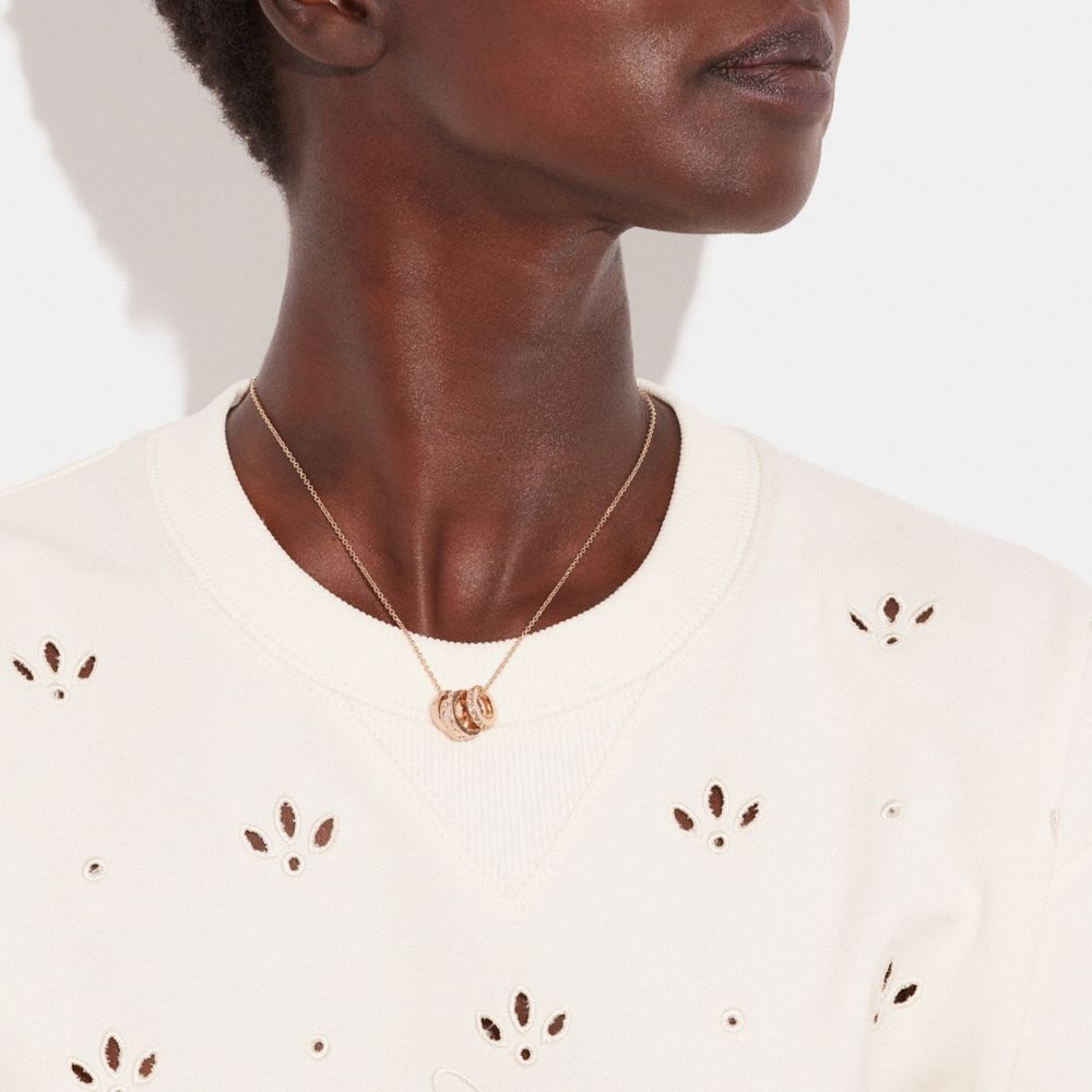 Coach Signature Rondell Necklace Rose Gold