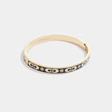 Coach Signature Enamel Hinged Bangle Gold Black