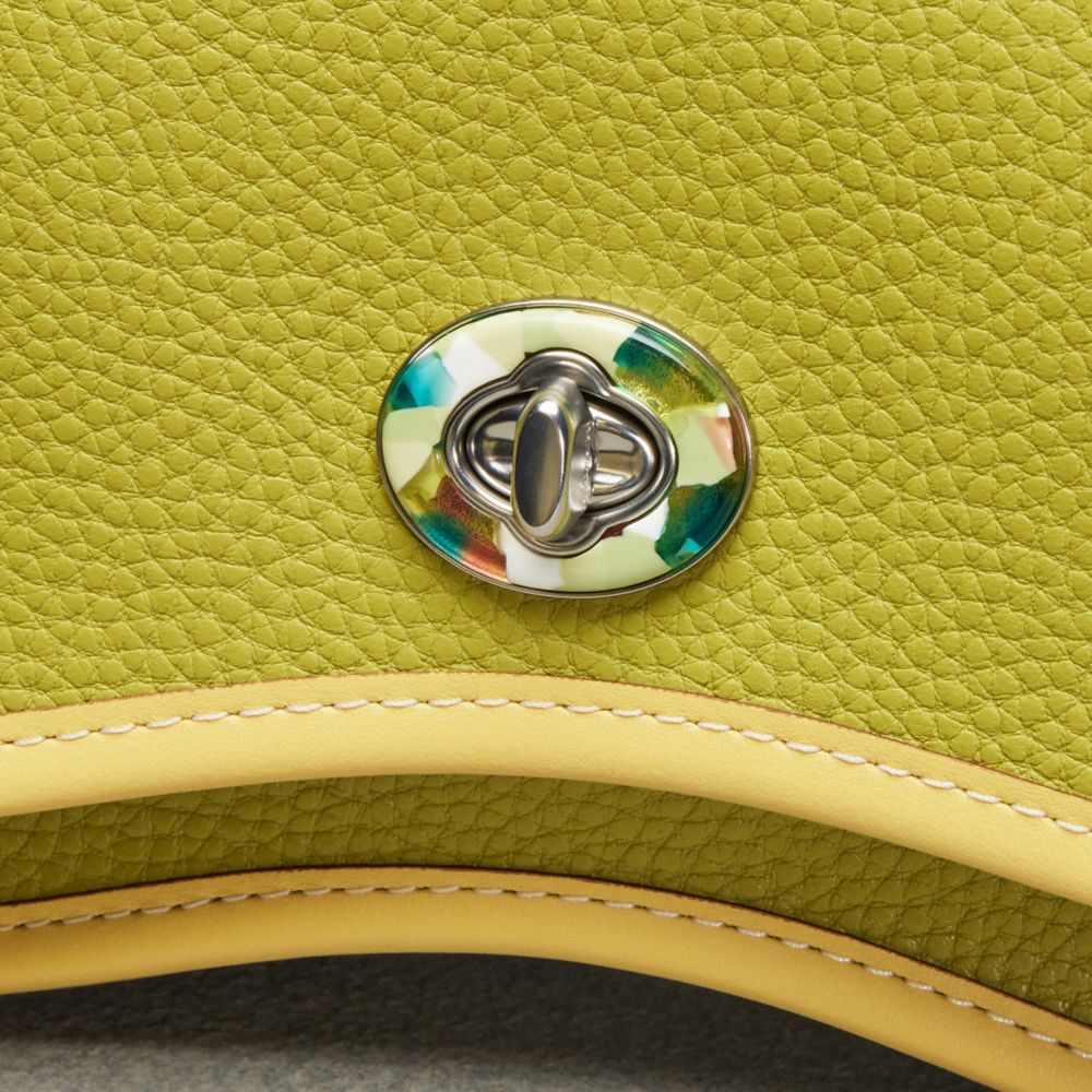 Coach Wavy Dinky Bag In Coachtopia Leather Lime Green Sunflower