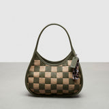 Coach Ergo Bag In Checkerboard Upcrafted Leather Army Green Sandy Beige